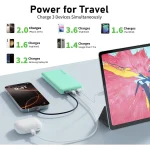 External Portable Charger – Fast Charging Power Bank – USB C in|Out – 10000mAh – Mint Greenx1