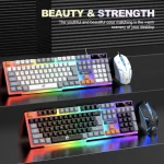 Luminous USB Wired Keyboard And Mouse Set – Mechanical Keyboard – Black Grey Mixed Key Caps