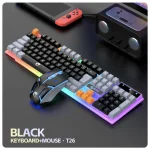 Luminous USB Wired Keyboard And Mouse Set – Mechanical Keyboard – Black Grey Mixed Key Caps