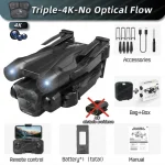 M4 4K Professinal Foldable RC Helicopter With Wide Angle Triple HD Camera WIFI FPV Height Hold – Black