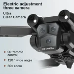 M4 4K Professinal Foldable RC Helicopter With Wide Angle Triple HD Camera WIFI FPV Height Hold – Black