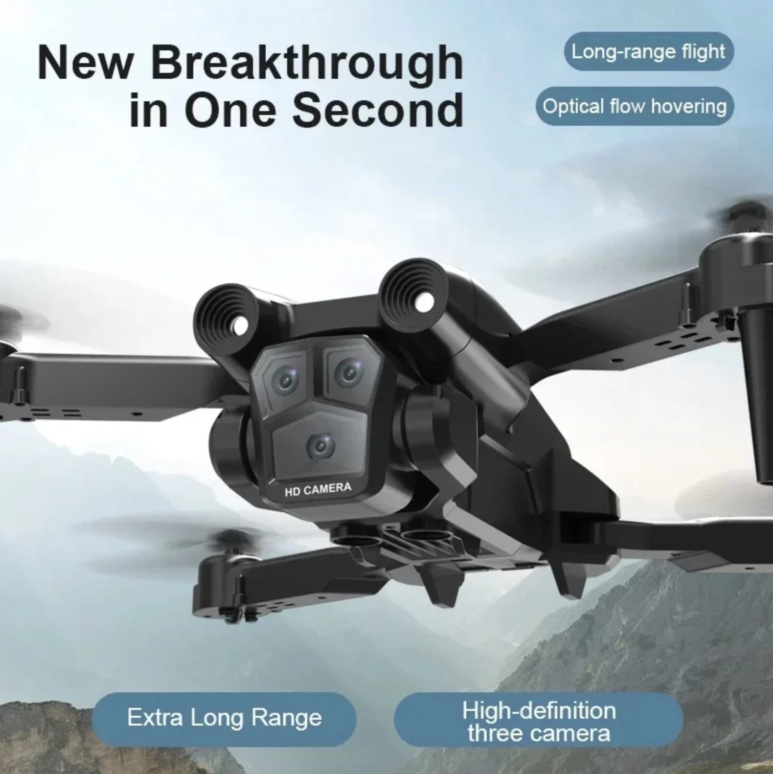 M4 4K Professinal Foldable RC Helicopter With Wide Angle Triple HD Camera WIFI FPV Height Hold - Black3 M4 4K Professinal Foldable RC Helicopter With Wide Angle Triple HD Camera WIFI FPV Height Hold - Black3