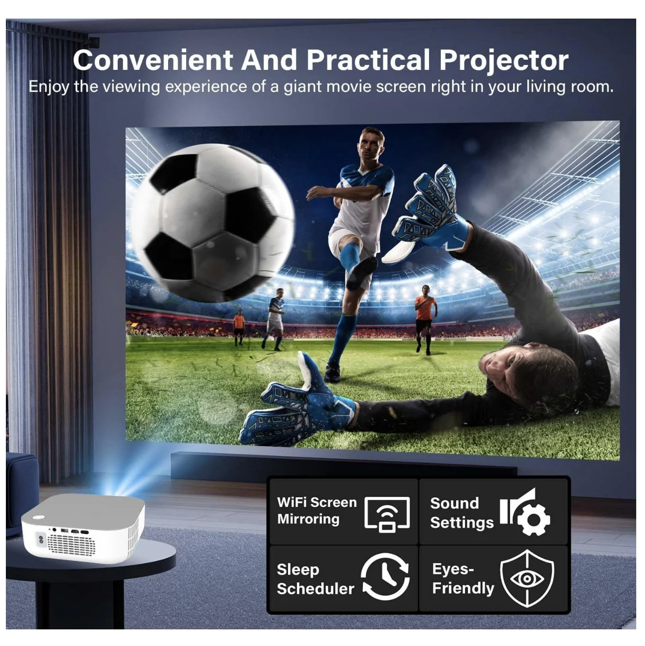 Mini Smart Portable Projector with WiFi and Bluetooth - 1920x1080P Display3 Mini Smart Portable Projector with WiFi and Bluetooth - 1920x1080P Display3