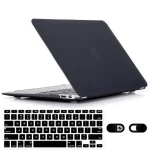 Slim Snap On Hard Shell Protective Case and Keyboard Cover for MacBook Air 13 Inch – Models A1369 & A1466 – Black1