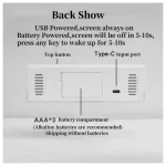 Large Remote Control USB Powered Digital Wall-mounted Clock with Display – White Blue Light