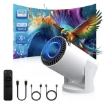 Wireless Mini Projector with WIFI 6 and 5G, 4K 1080P Support – 180° Rotatable. 17-140 Screen Display
