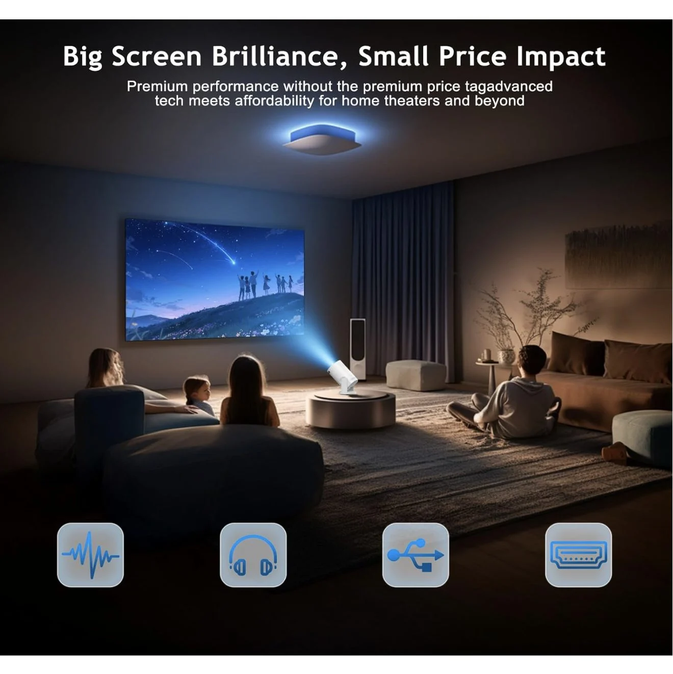 Wireless Mini Projector with WIFI 6 and 5G, 4K 1080P Support - 180° Rotatable. 17-140 Screen Display3 Wireless Mini Projector with WIFI 6 and 5G, 4K 1080P Support - 180° Rotatable. 17-140 Screen Display3