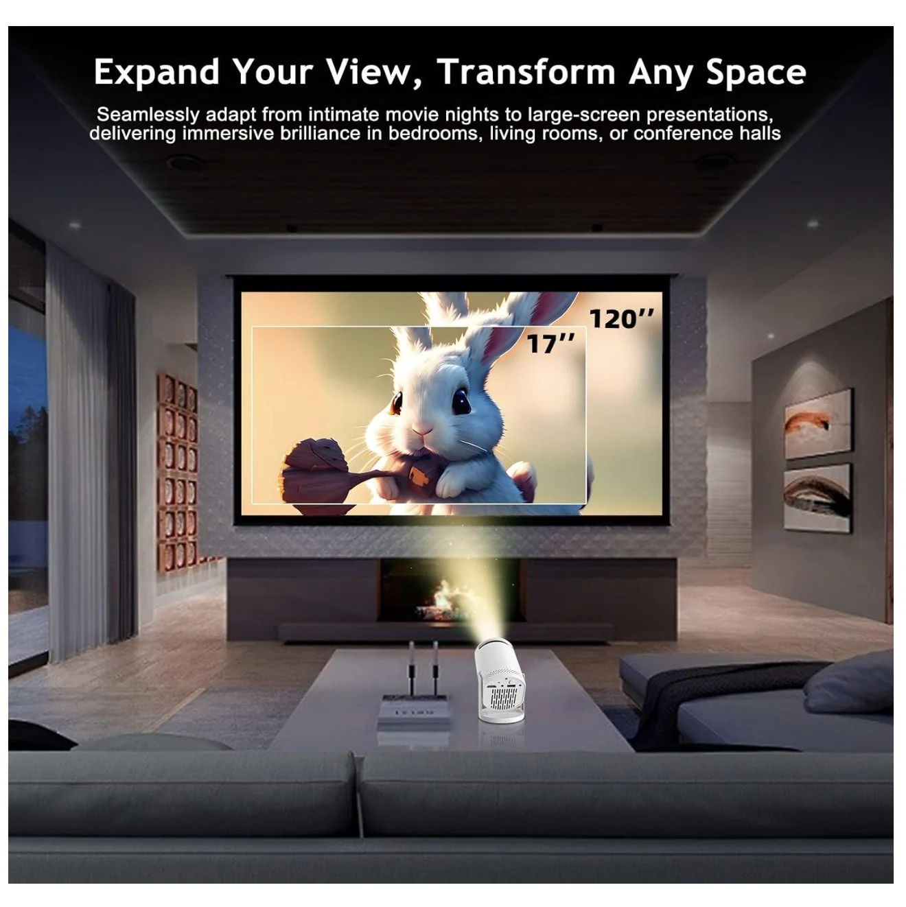 Wireless Mini Projector with WIFI 6 and 5G, 4K 1080P Support - 180° Rotatable. 17-140 Screen Display4 Wireless Mini Projector with WIFI 6 and 5G, 4K 1080P Support - 180° Rotatable. 17-140 Screen Display4