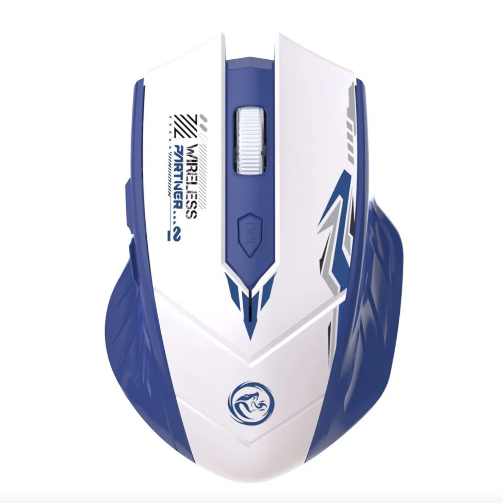 2.4G Wireless Mouse Dual-Mode Bluetooth - Blue:White - 1600 DPI - WHITE:BLUE