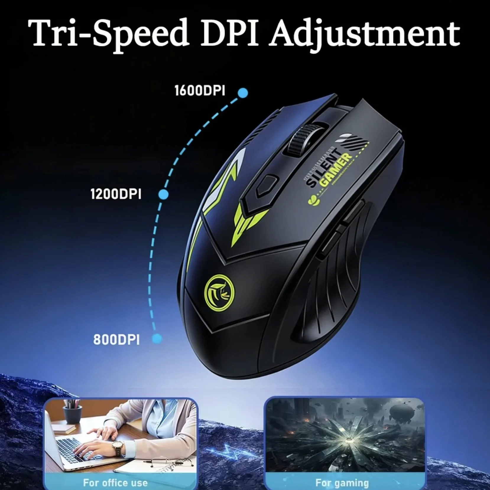 2.4G Wireless Mouse Dual-Mode Bluetooth - Blue:White - 1600 DPI1