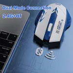 2.4G Wireless Mouse Dual-Mode Bluetooth – Blue:White – 1600 DPI – WHITE:BLUE