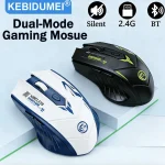2.4G Wireless Mouse Dual-Mode Bluetooth – Blue:White – 1600 DPI BLACK