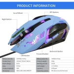 2400DPI Wired Gaming Mouse Color Backlit – Blue:Pink