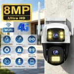 Dual Lense Outdoor 4G Camera Two-way Audio – Auto Tracking – US Plug – 8MP|4MP