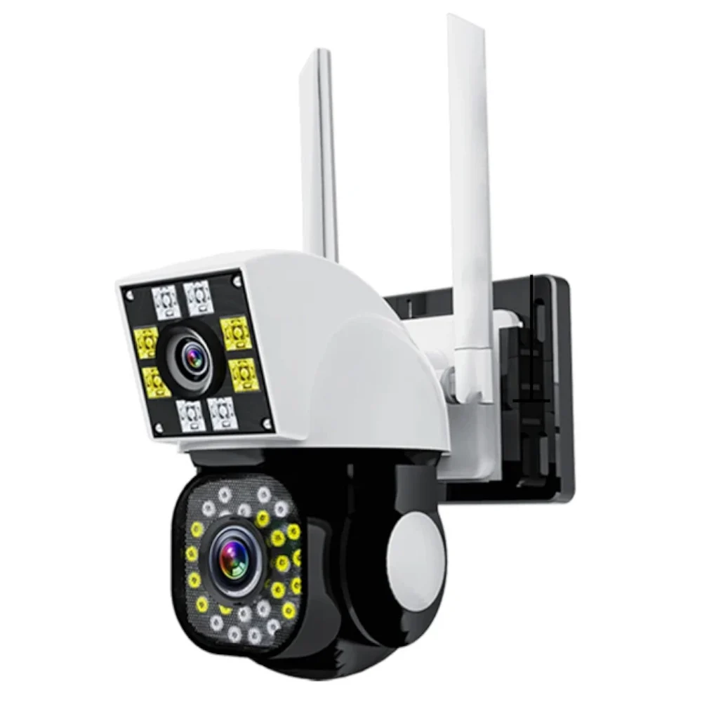 Dual Lense Outdoor WiFi Security Camera - 8MP|2MP Black:White-x
