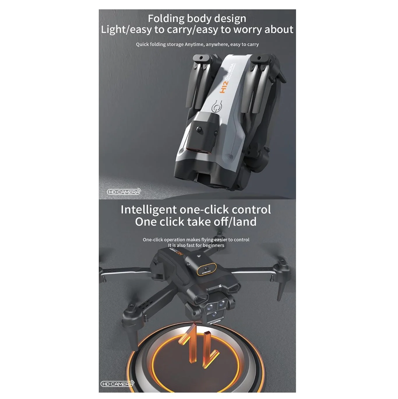 H12 Mini Drone with 3 Camera System - 4k Orange3 H12 Mini Drone with 3 Camera System - 4k Orange3