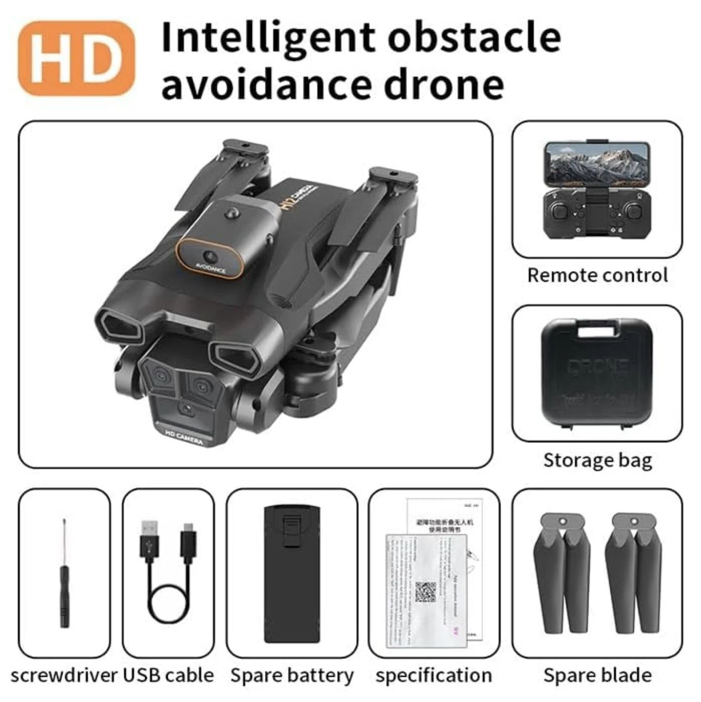 H12 Mini Drone with 3 Camera System - 4k Orange5 H12 Mini Drone with 3 Camera System - 4k Orange5