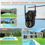 PTZ Wifi Camera with Dual Lens 4MP 4MP Dual Lenses – AI Human Detection – Black-x1