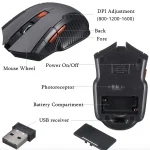 Portable 2.4G Wireless Mouse with USB Receiver – RED