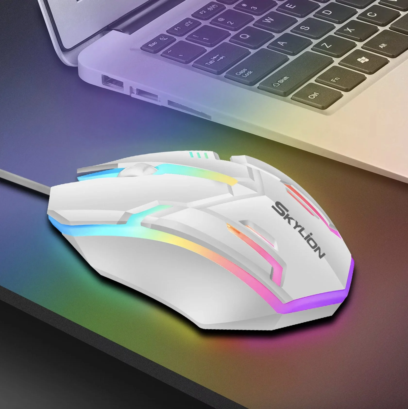 SKYLION F1 Wired 3 Keys Mouse RGB - WHITE1
