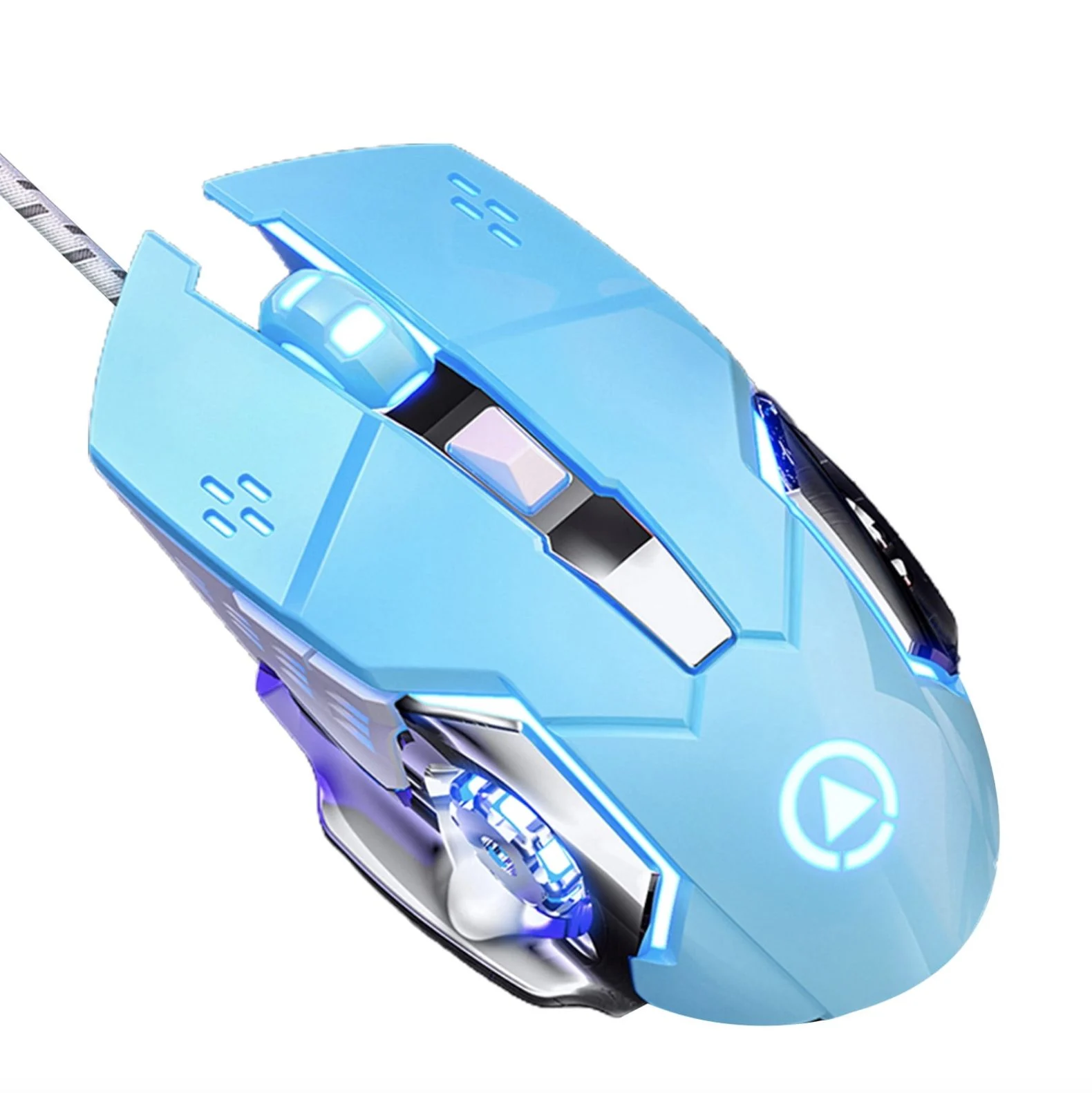USB Optical Wired Mouse Anti Slip Roller 6D 1200DPI - Blue