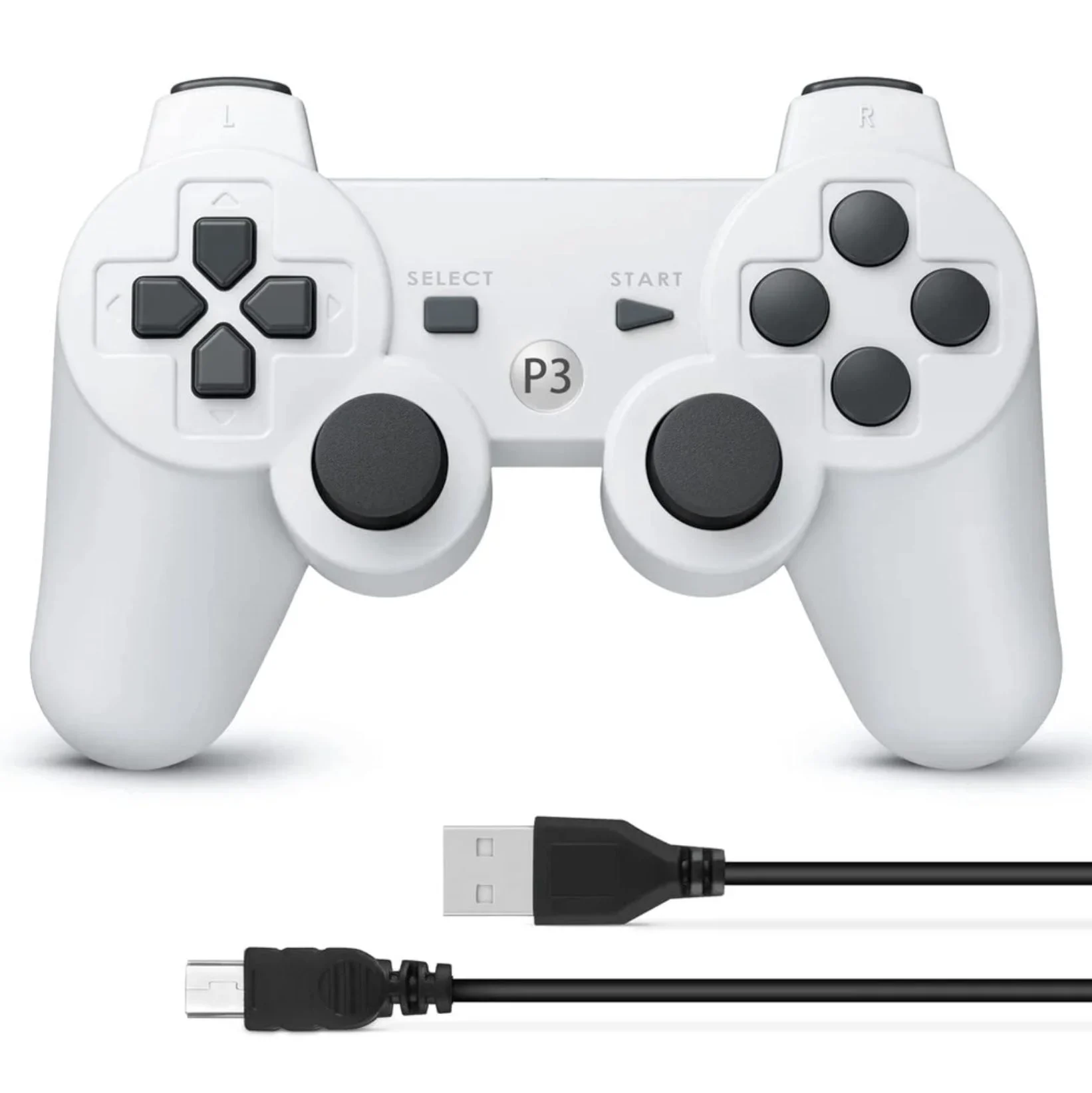Wireless Bluetooth Rechargeable Analog Controller for P3 Steam Deck PC - Double Shock - White2 Wireless Bluetooth Rechargeable Analog Controller for P3 Steam Deck PC - Double Shock - White2